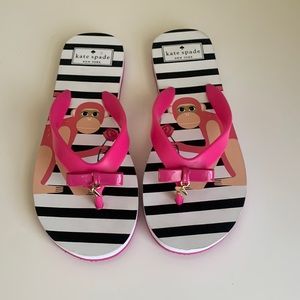 Kate Spade NWOT Pink Monkey Flipflops Size 5-6